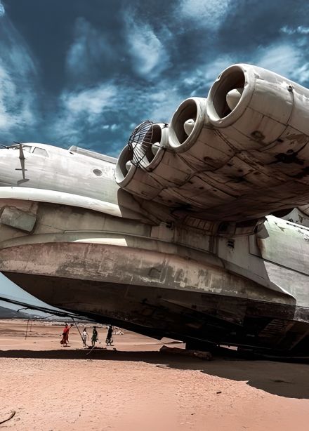 Дербент и экраноплан Лунь